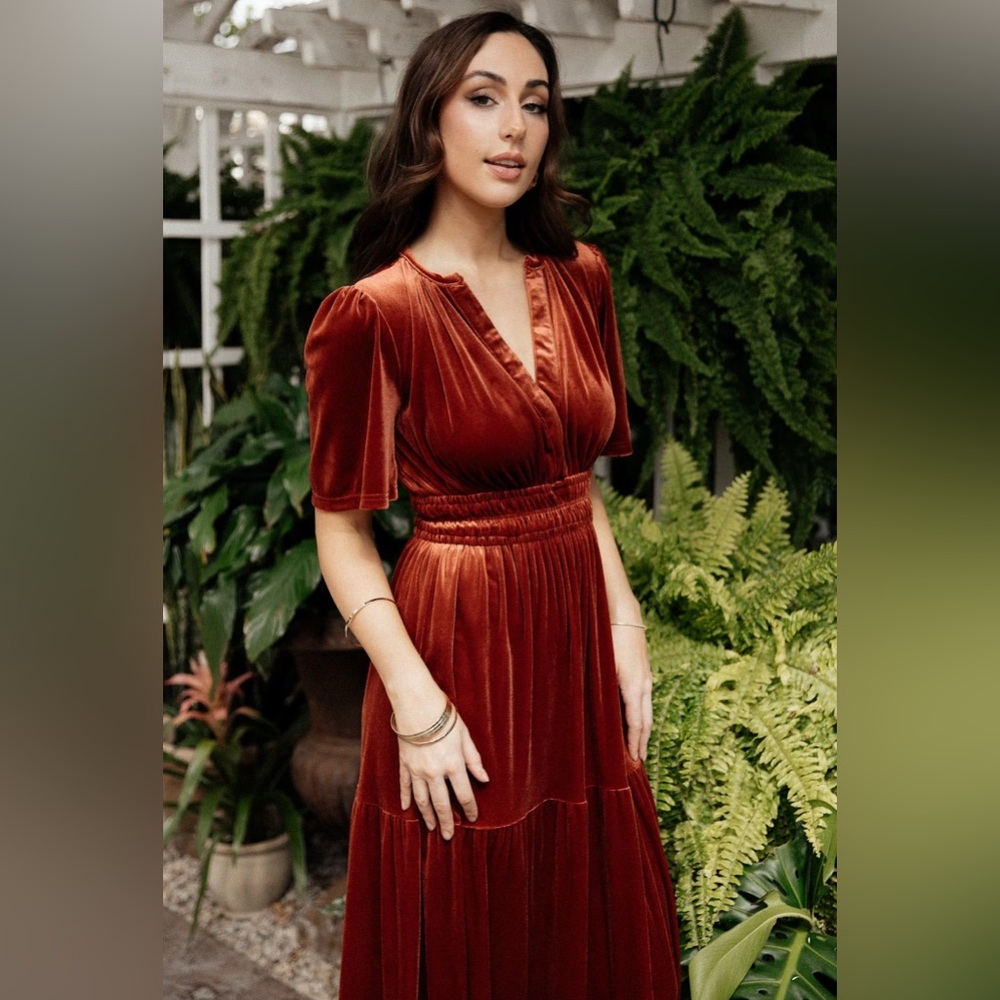 Baltic Born Artemis Velvet Maxi Dress Terracotta Medium